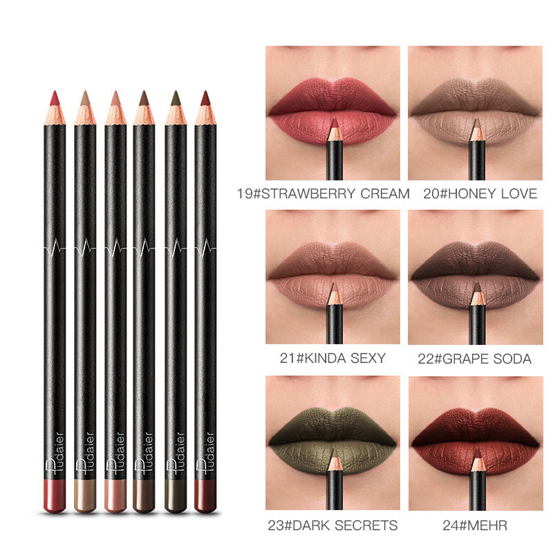 GLAMBEAUTY 36-Color Waterproof Lip Liner Set - Long-Lasting Nude Collection