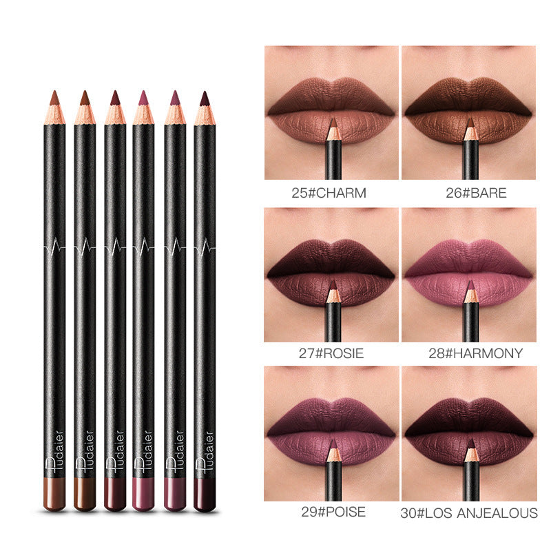 GLAMBEAUTY 36-Color Waterproof Lip Liner Set - Long-Lasting Nude Collection