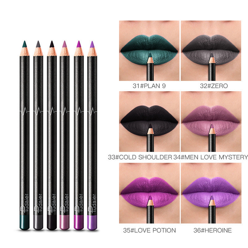 GLAMBEAUTY 36-Color Waterproof Lip Liner Set - Long-Lasting Nude Collection