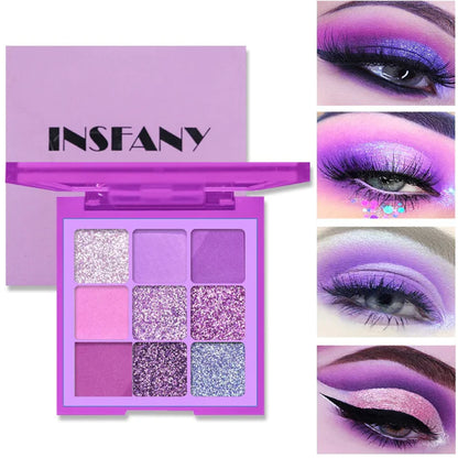 INSFANY Vivid Purple Eyeshadow Palette (9 Shades)