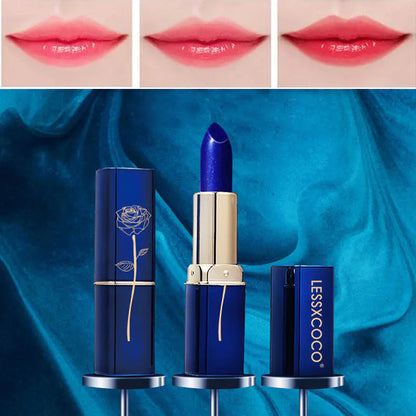 LESSXCOCO Blue Maggie Color Changing Lipstick, Waterproof